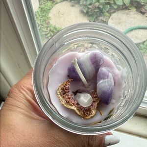 Purple Chevron Amethyst Scented Candle with Crystals